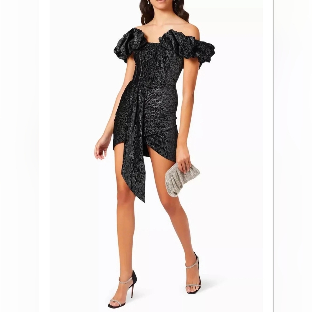 Lavish Alice Off the Shoulder Diamante Dress,